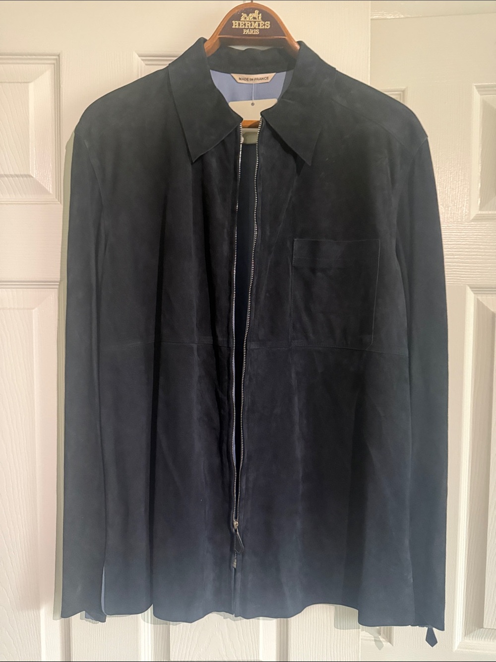 Hermes Black Suede Zip Shirt Jacket